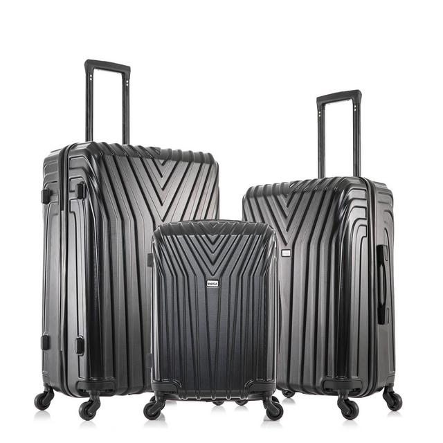 InUSA Vasty Lightweight Hardside Checked Spinner Luggage Set 3pc - Black