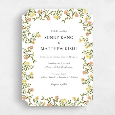 Orange Ticket Wedding Invitation - Villagio Classic