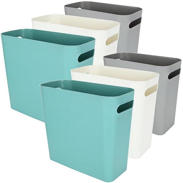 ZOFORTY 2.3 Gallon Small Trash Can 6 Pack Slim Waste Basket Oval Trash Cans for Bathroom Kitchen Office Wastebasket - Multicolor