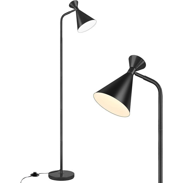 PARTPHONER Floor Lamp for Living Room, Modern Adjustable Metal Heads Standing Lamps, Simple Design Black Floor Lamp with Foot Switch for Bedroom, Office, Kids Room, Reading, Working(Bulb Not Included)