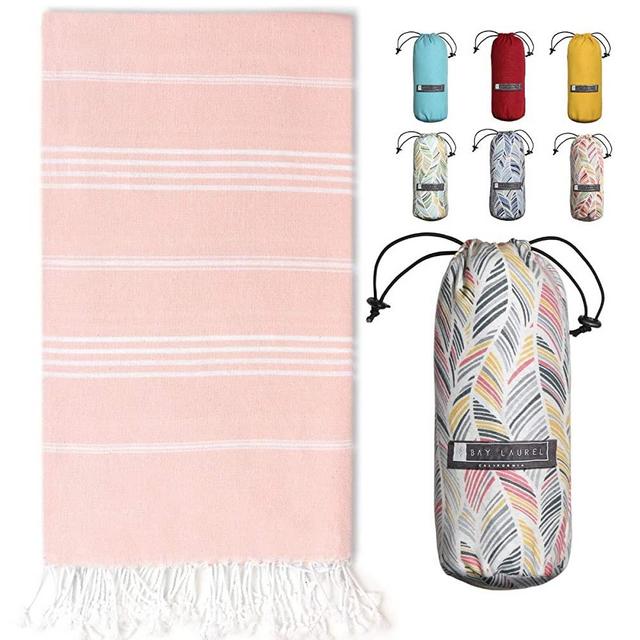 Turkish Towel with Beach/Travel Bag (39" x 71") - Pre-Washed - 100% Cotton Bath Towels - Effective, Absorbent and Quick Dry Beach Towel - Washer Safe Peshtemal Towel with No Shrinkage - Eco-Friendly