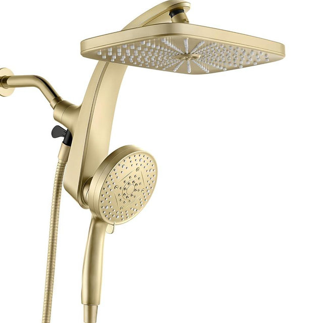 High Pressure Rain Shower Head: Upgrade Shower Heads with Handheld Spray Combo with Fixed Showerhead and 10 Sprays Handheld Shower Head, Detachable Shower head Built-in Power Jets
