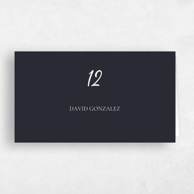 Ebony, Black Wedding Place Card - Santorini
