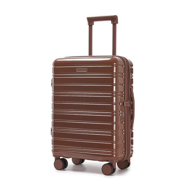 LARVENDER Carry On Luggage 22x14x9 Airline Approved, 20 Inch Expandable PC+ABS Hardside Suitcase Carry On Luggage with Spinner Wheels TSA Lock for Women Men (Mocha)