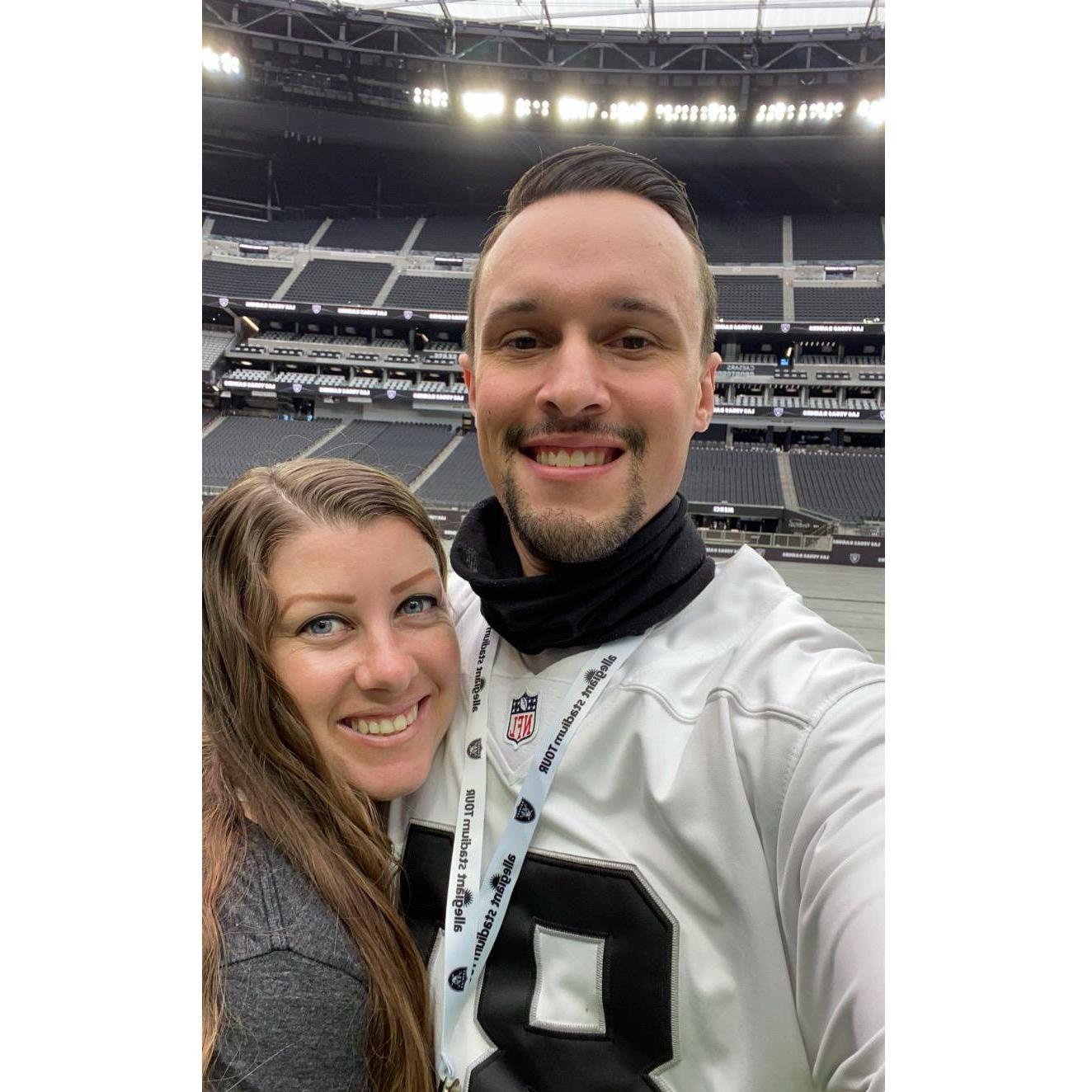 September 2021; the second time touring the new Raider Stadium in Las Vegas. I don't think I have ever seen Zach so happy. LETS GO RAIDERS!