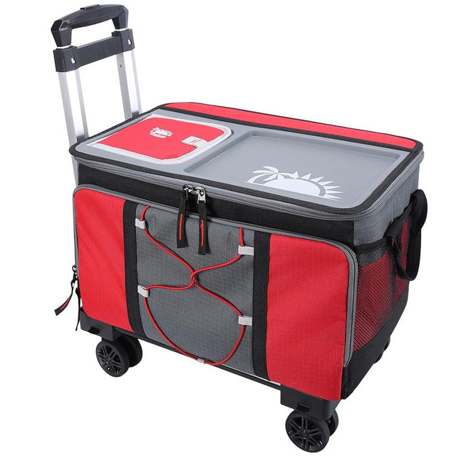 50-Can Large Rolling Cooler, Leakproof Insulated Cooler with Wheels and Handle Collapsible for Outdoor
