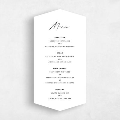 White Diamond Wedding Menu - Halbert