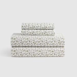 Organic Cotton Sheet Set - Queen - "Green Florette"