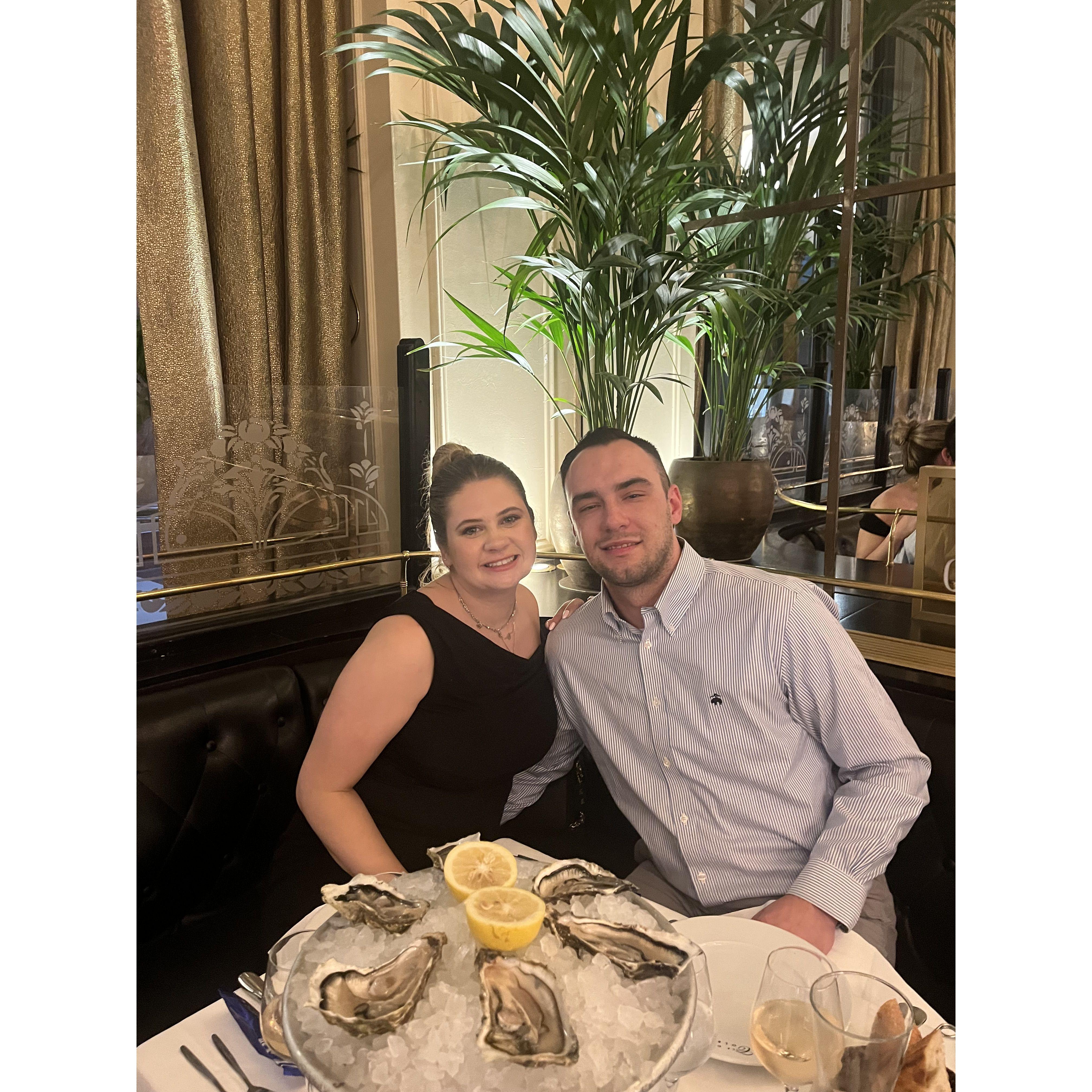 Having dinner at the Grand Colbert in Paris