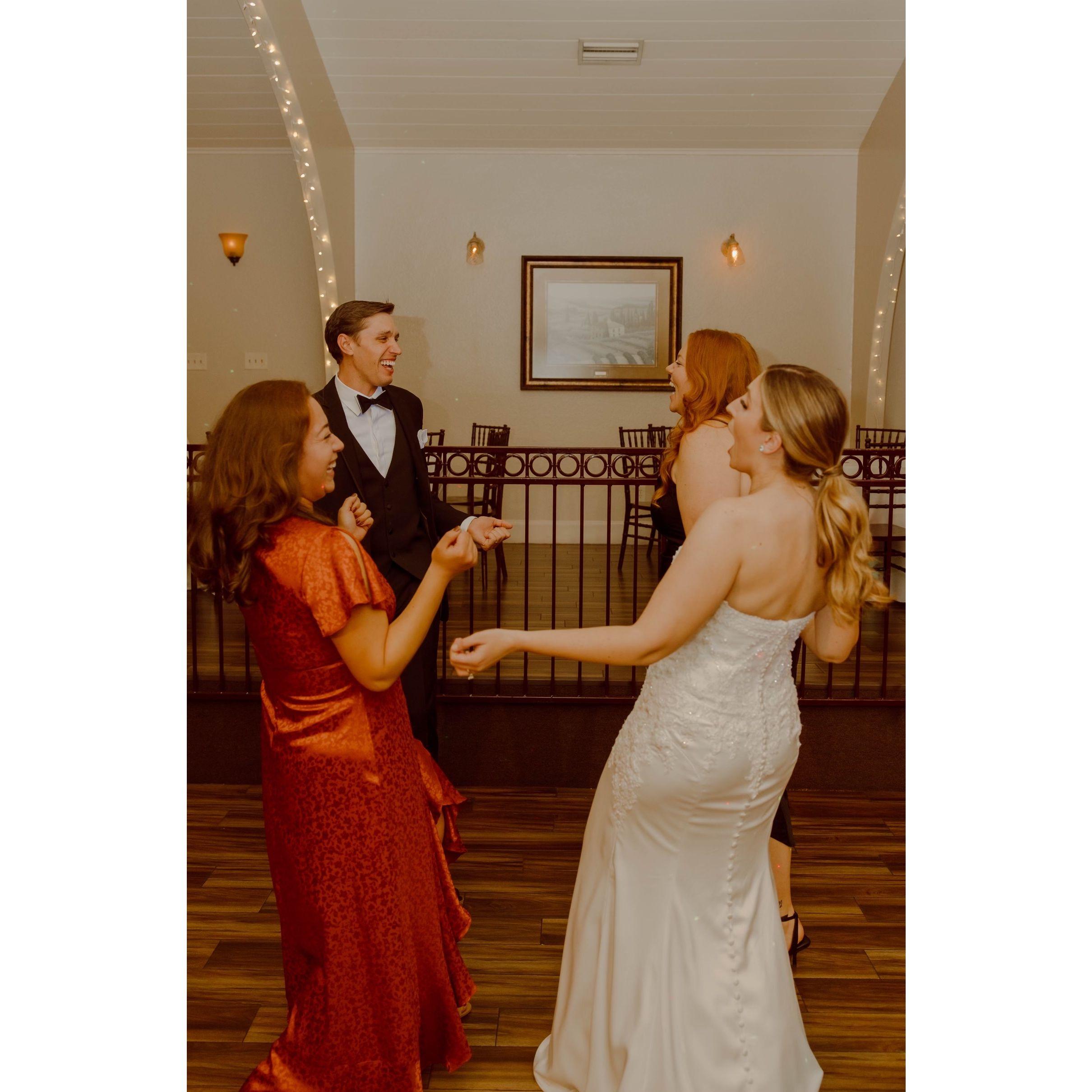 November 2022: Dancing the night away at Thomas & Angie's wedding in Texas