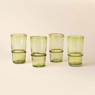 Banded Glassware Tall Tumbler, Set of 4