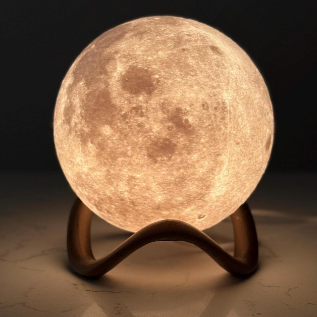 Personalized 3d Printed Moon Plastic & Pla Lamp - Modern Eco Friendly Bedside Night Light