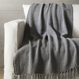 Aris Grey Fringe Throw