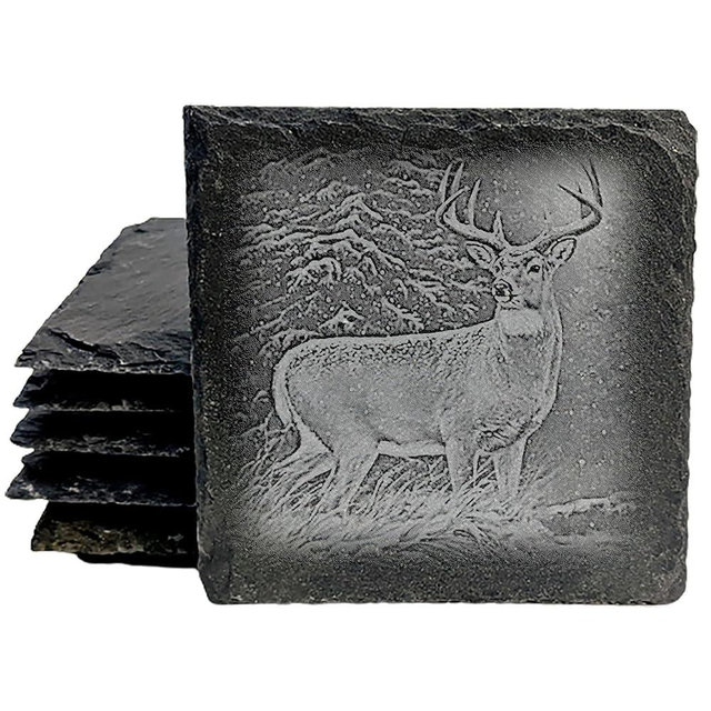 Deer Wildlife (4 Images) Set #1 Coasters - Square Slate - Set of 4