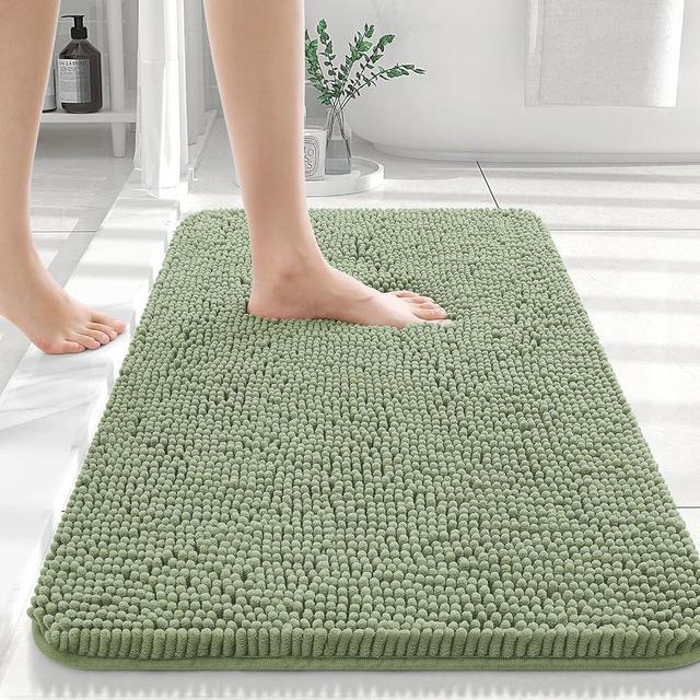 OLANLY Bathroom Rugs 30x20, Extra Soft Absorbent Chenille Bath Rugs, Non-Slip, Dry Quickly, Machine Washable, Bath Mats for Bathroom Floor, Tub and Shower, Sage Green