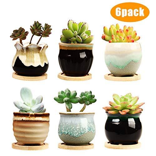 2.5 Inch Ceramic Succulent Planter Pot With Drainage,Planting Pot Flower Pots,Small Planter Pots For Garden,Cactu,Succulent Pot,Mini Flower Pots With Holes,Ceramic Flowing Glaze Base Serial Set With B