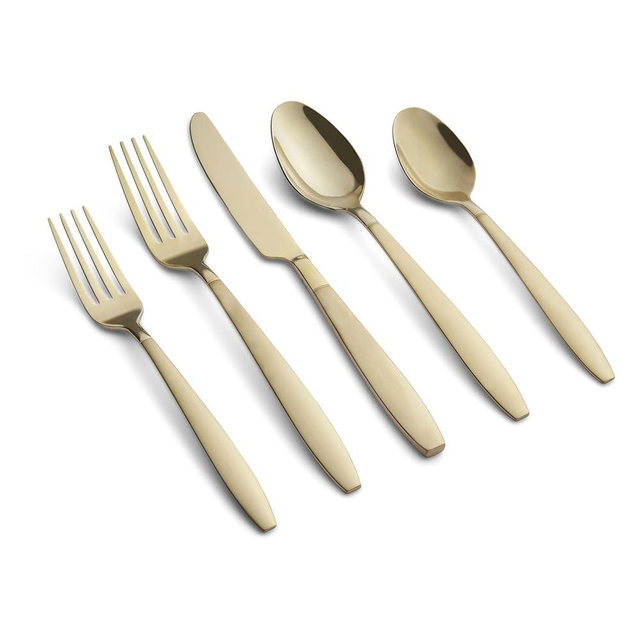 Cambridge Mathison Champagne Sand/Mirror Piece Flatware, 45 Count, No Color