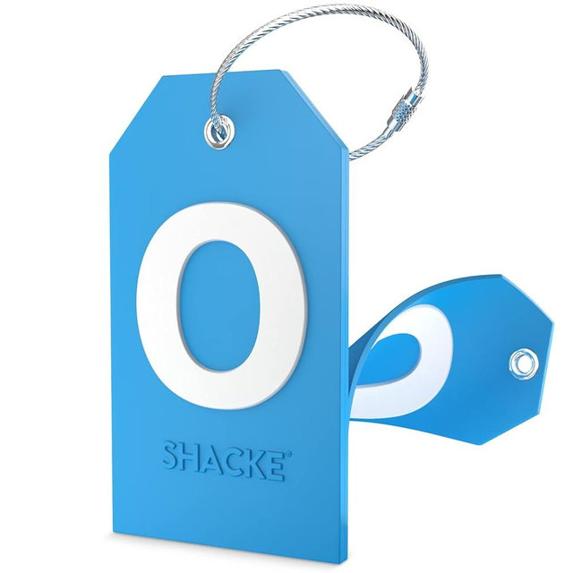 Shacke Initial Luggage Tag with Full Privacy Cover and Stainless Steel Loop - Aqua Teal (Letter O)