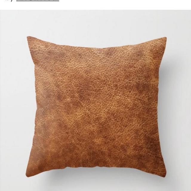Brown vintage faux leather background Throw Pillow