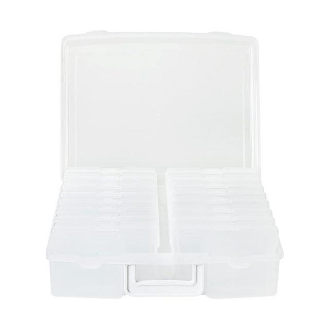 novelinks Photos Organizer 4" x 6" Photo Storage Box with Handle - 16 Inner Photo Cases Photo Box Storage Picture Organizers and Storage (White)