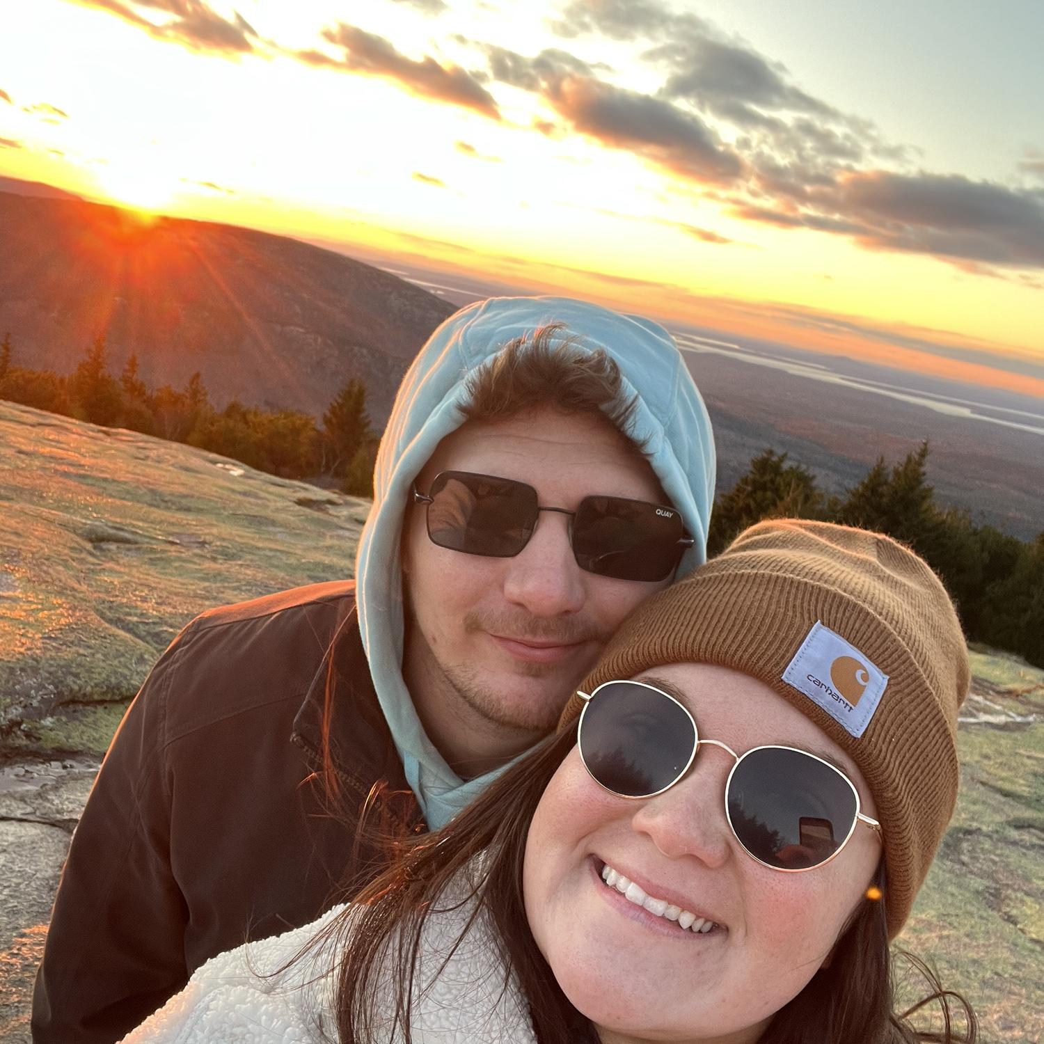 Catching the sunset on top of Cadillac Mountain in Acadia National Park!
