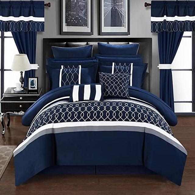 Chic Home Dinah 24 Piece Comforter Set, Queen, Blue