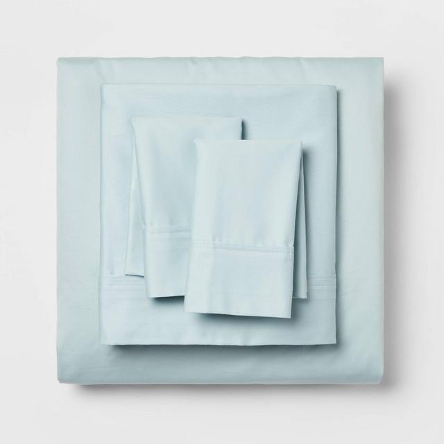 Twin/Twin XL 400 Thread Count Solid Performance Sheet Set Light Blue - Threshold™