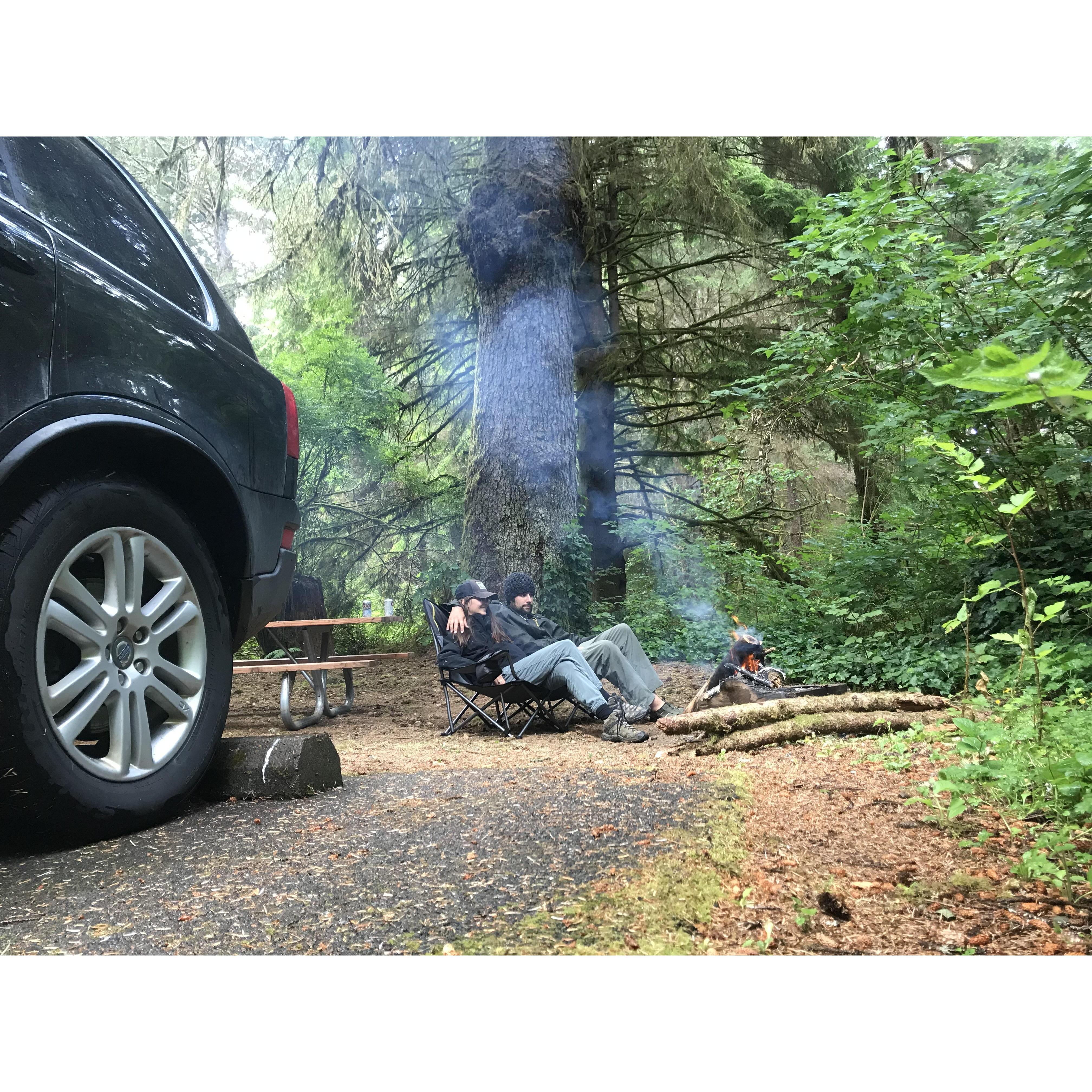 Camping at their favorite destination - Three Mile Lake, OR. Circa May 2019.