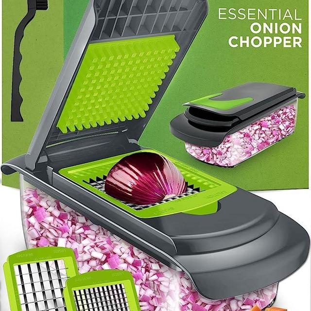 Vegetable Chopper, Veggie Chopper - Chopper Vegetable Cutter, Food Chopper & Onion Chopper - Veggie Chopper With Container, Vegetable Chopper With Container, Onion Chopper Dicers, Choppers - Green