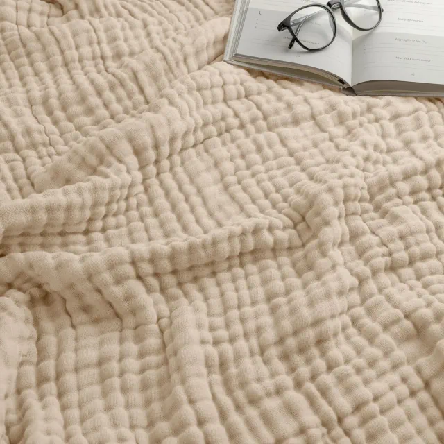 Muslin Blanket for Adults, Extra Large Throw 50" x 60" By Comfy Cubs - Sand