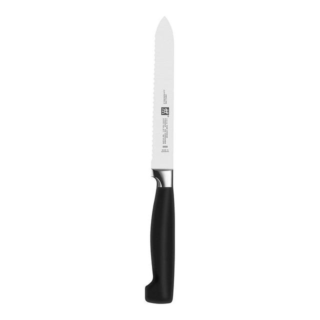 ZWILLING Four Star 5-inch Serrated Utility Knife, Black