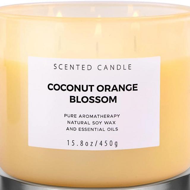 Coconut Orange Blossom Candle | 3-Wick Scented Soy Candle with Coconut, Orange Blossom, Apple, Rose, Cedarwood & Patchouli | 15.8 oz Highly Scented Relaxing Aromatherapy Candles for Home Clean Burning