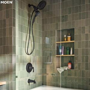 Moen Graeden Magnetix Matte Black 1-handle 6.75-in Round Bathtub and shower Faucet with Valve (Multi-head)