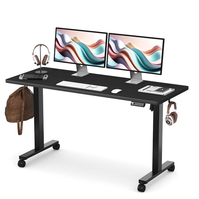 Monomi 59 inch Electric Standing Desk with Memory Preset, Adjustable Height Standing Desk for Home Office & Gaming, Large Computer Desk with Anti-Collision, Black