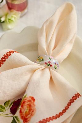 Painted Lattice Glass Napkin Rings, Set of 4
