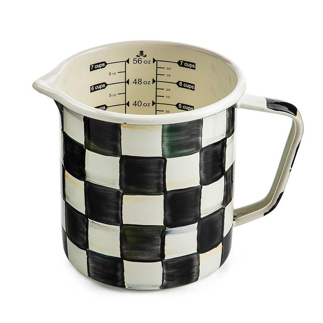 MacKenzie-Childs Courtly Check Enamel 7-Cup Measuring Cup, Cute Measuring Cup with Pour Spout