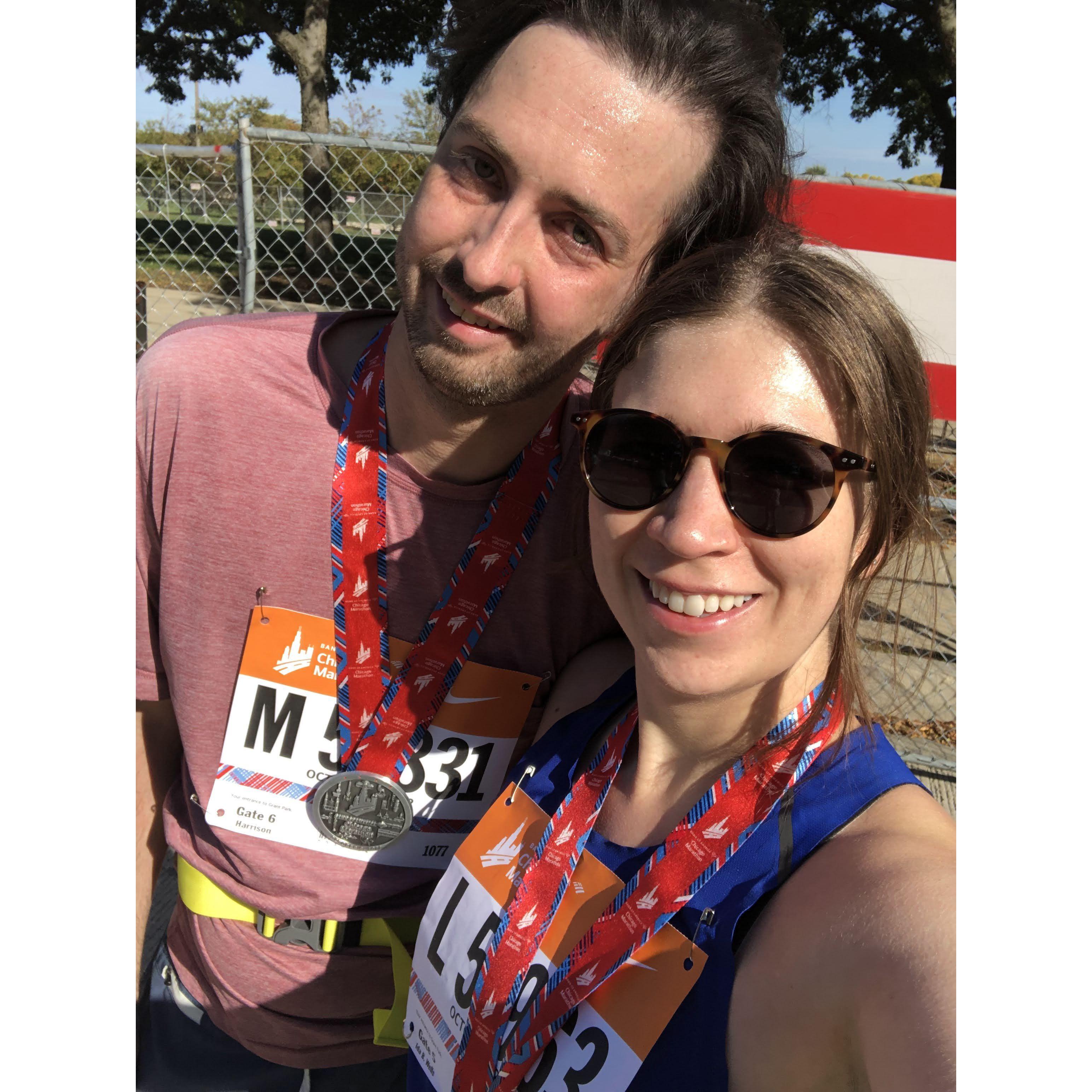 Running the Chicago Marathon together.