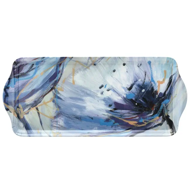 Pimpernel Blooms in Lilac Sandwich Tray - Rectangular Melamine Snack Tray with Purple Floral Design & Soft Botanical Accents - Dishwasher Safe