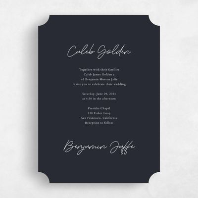 Black Ticket Wedding Invitation - Alyeska Portrait