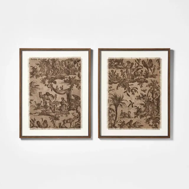 24"x30" Set of 2 Framed Textile Framed Wall Art - Threshold™ designed with Studio McGee