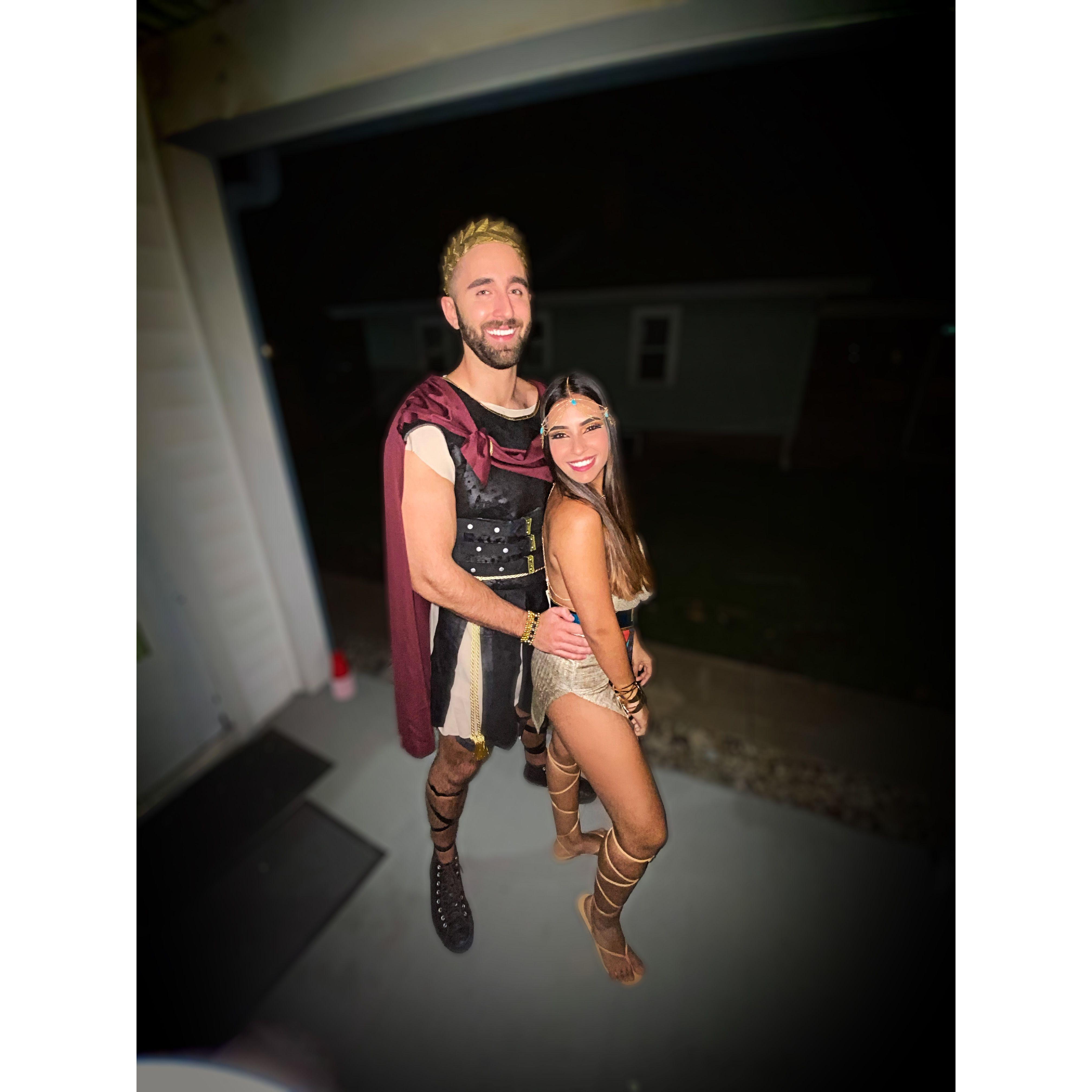 Our first Halloween party together, we went as Cleopatra and Mark Antony. 10/31/2020