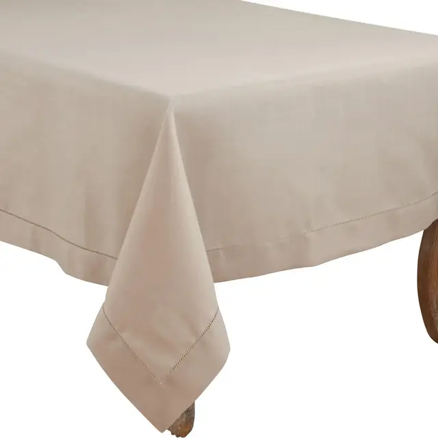 Saro Lifestyle Tablecloth With Hemstitch Border Design, 84", Brown