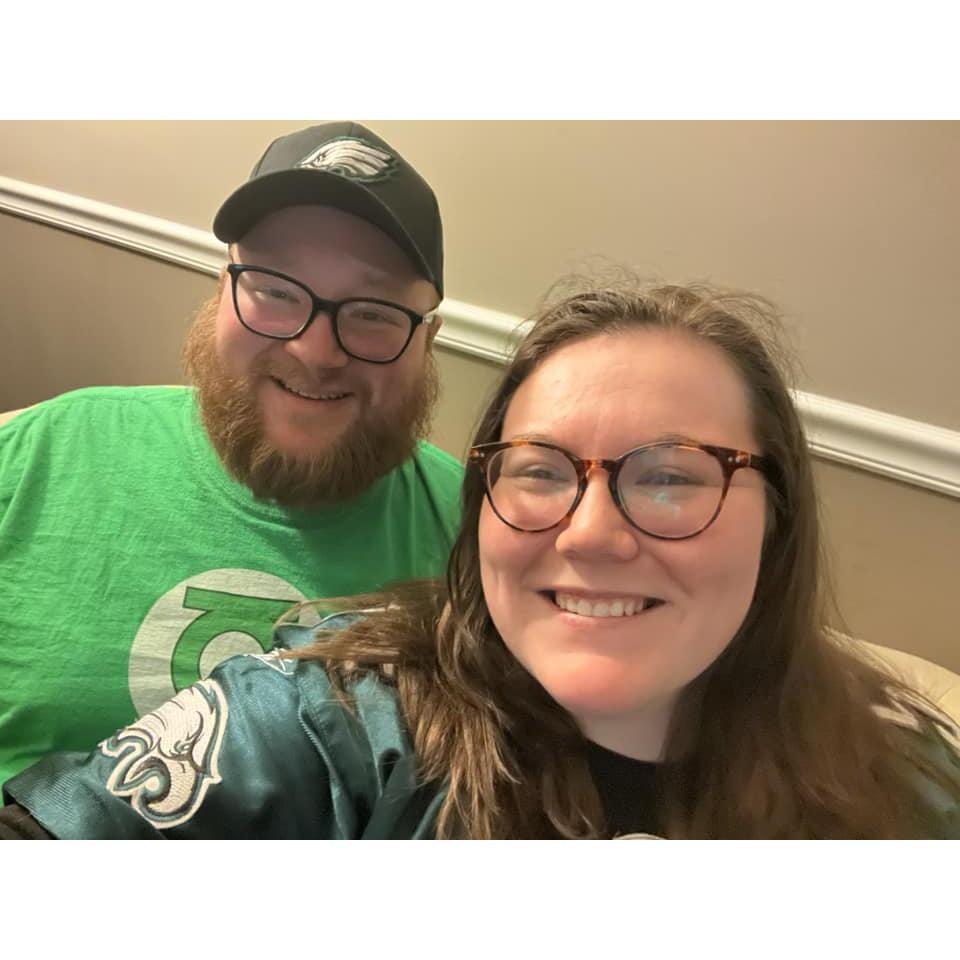 Cheering for the the Eagles in Superbowl LVII