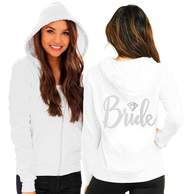 RhinestoneSash Bride Sweatshirt - Bride to Be Bridal Shower Spa Day Zip Up Jacket - Bachelorette Party Hoodie