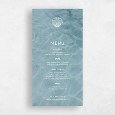 Blue Nautical Wedding Menu - Waterview