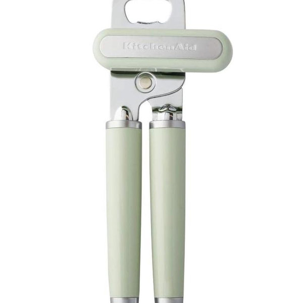 KitchenAid Classic Multifunction Can Opener and Bottle Opener Easy to Use, Razor Sharp Stainless Steel Cutting Wheel, Soft Ergonomic Handles, Pistachio