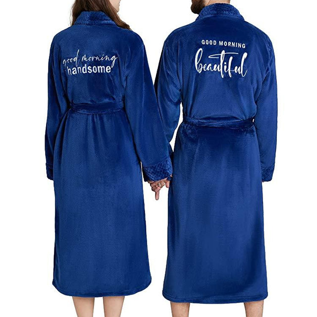 AW BRIDAL 2Pcs His and Hers Robes Plush Kimono Robes for Women/Men, Anniversary Wedding Engagement Gifts for Couples