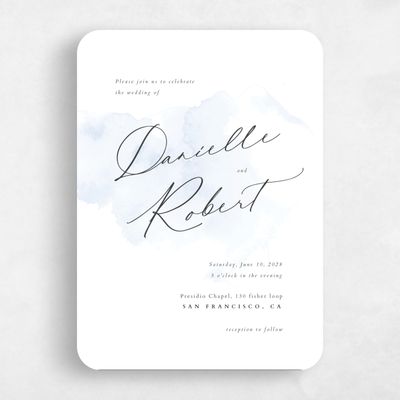 Blue Rounded Wedding Invitation - Lombok Portrait