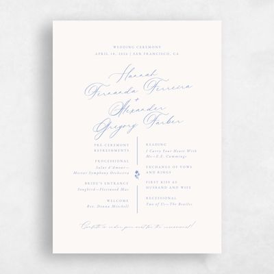 Blue Simple Wedding Program - Kiruna