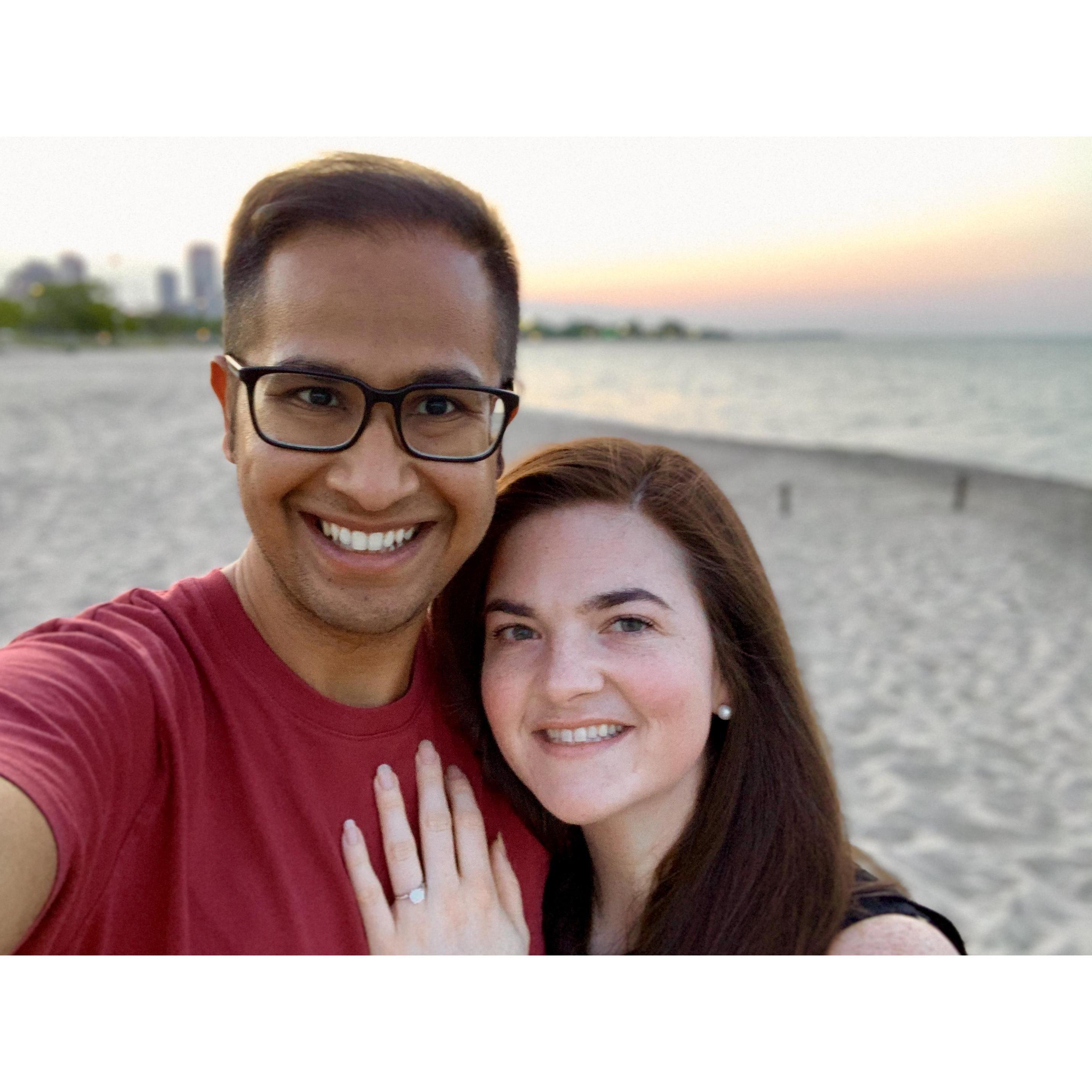 The night we got engaged! Snapped this on an unusually quiet summer night on Lake Michigan as the sun set.